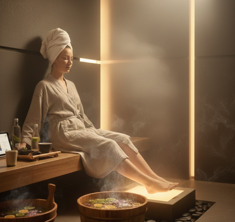 Gilios sveikatos vadovas, kaip atlikti pėdų masažą prakaito garinimo kambaryje