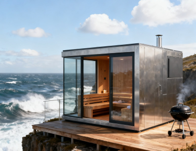 „Tideside Retreat“: bet kokiam orui atspari vandeniui lauko sauna